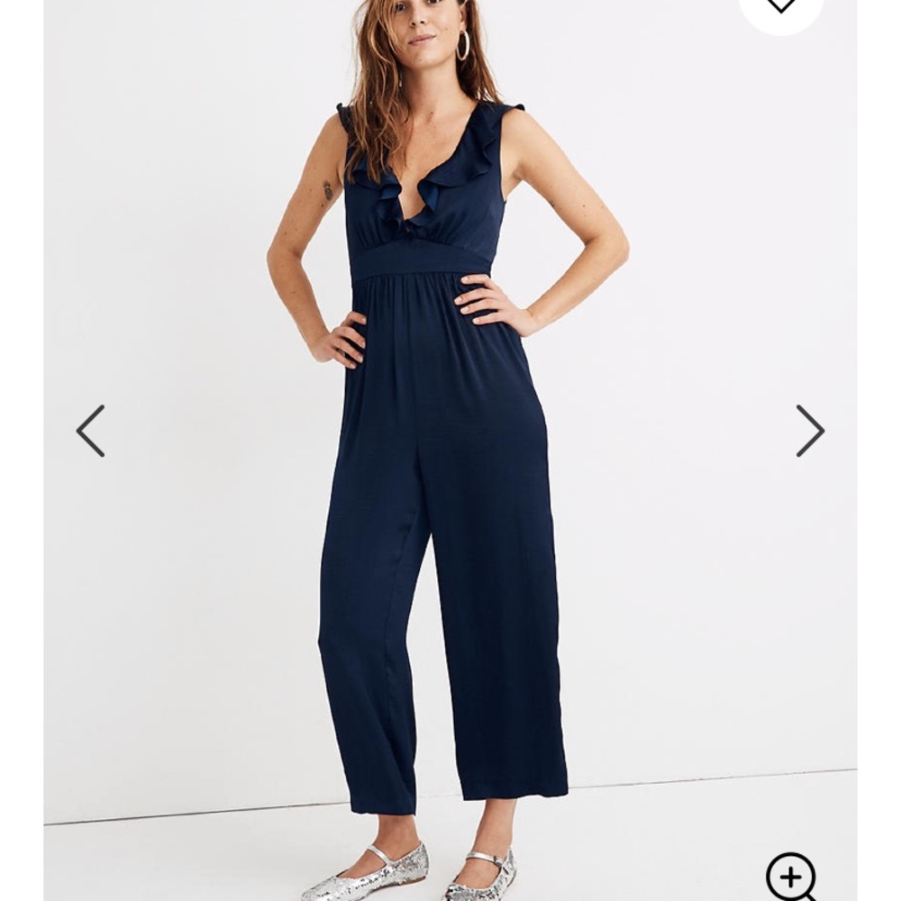 Madewell Satin Ruffle-Neck Jumpsuit